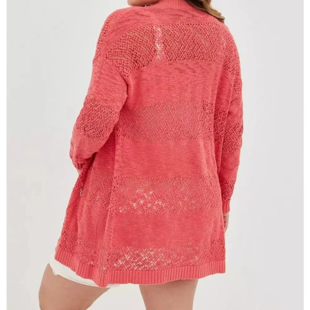 Torrid Cardigan Sweater Open Front Coral Pink Long Sleeve 16974025 Women's 2 2X